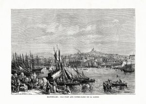 古い港とノートルダムドラガルド、マルセイユ、フランス、1879 作： Unbekannt