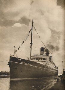 浮かぶ最大の船の1つ、キュナードホワイトスターラインが所有するマジェスティック、1936年 作： Unbekannt