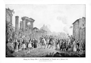 1833年2月6日、ナウプリアに上陸したギリシャ王オットー1世 作： Unbekannt