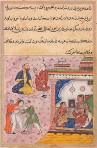 テイルズオブオウムトゥティナマのページ：20夜目：3人の求婚者が戦う...、c。 1560年。 作： Unbekannt