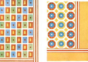 1928年、エジプトのテーベでネバモンの墓に描かれた天井模様。 作： Unbekannt
