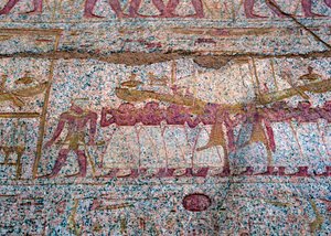 古代エジプト人の行列で運ばれたRaサンボートを示すレリーフ 作： Unbekannt