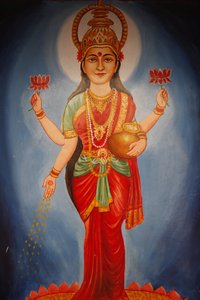 ラクシュミー女神を描いた絵画（インド、ハリドワール 作： Unbekannt