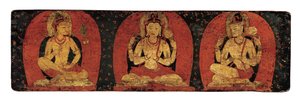 3 人の神と 3 人の教主が描かれた一対の写本の表紙 12世紀。 作： Unbekannt