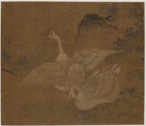飼いガチョウのつがい、おそらく明代、1368～1644年。 作： Unbekannt