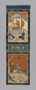 屏風のパネル、中国、清王朝 1644-1911、1875-1900。 作： Unbekannt