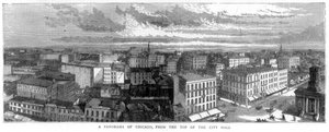 1871年にアメリカの市庁舎の上からシカゴのパノラマ 作： Unbekannt