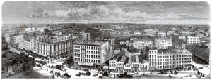 1871年にアメリカの市庁舎の上から見たシカゴのパノラマ 作： Unbekannt