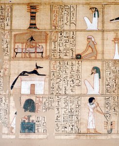パピルス、エンバーミング、アヌビス、古代エジプト、紀元前 10 世紀 作： Unbekannt