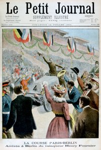 パリベルリンレース、優勝者ヘンリーフルニエの到着、1901