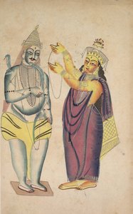 Parivati結婚式のガーランドをShivaに配置、1800年代。 作： Unbekannt