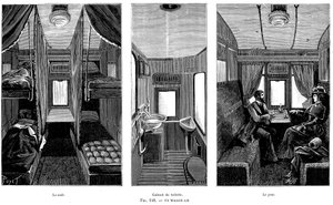 1890年のフランスの鉄道貨車に照らされた寝台車の一部 作： Unbekannt