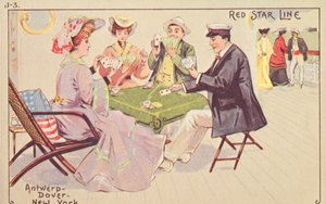乗客は1907年にレッドスターライナーのデッキでトランプをします。 作： Unbekannt