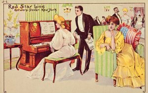 乗客は1907年にレッドスターライナーで夕食後にリラックスします。 作： Unbekannt