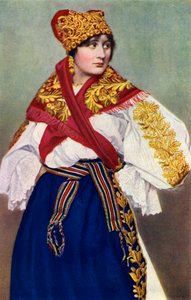 民族衣装を着た農民の女性、チェコスロバキア、1922年