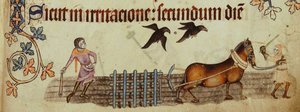 Luttrell Psalter、ca 1330から耕す農民 作： Unbekannt