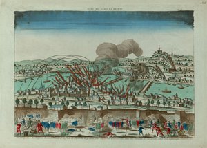 1793年10月のリヨン市の包囲と砲撃の透視図（1793年頃）。 作： Unbekannt