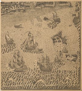 オネガ湾のピーター大帝の艦隊、1707年頃 作： Unbekannt