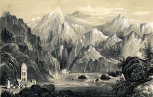 1847年、インドのガンジス川の源で巡礼者 作： Unbekannt