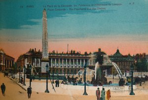 コンコルド広場-噴水とルクソールオベリスク、パリ、c1920 作： Unbekannt
