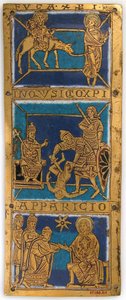 イエスの生涯の場面を描いた携帯用祭壇のプラーク、ドイツ語、約 . 1160-80。 作： Unbekannt