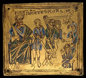 罪のない人々の虐殺の額、ドイツ語、約。 1150年。