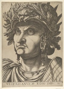 プレート 10: 「The Twelve Caesars..., 1610-40」より、頭をわずかに左に向けたウェスパシアヌス。 作： Unbekannt