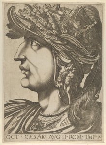 プレート 2: 左の横顔のオクタヴィアン、「The Twelve Caesars」より、1610-40., 1610-40. 作： Unbekannt