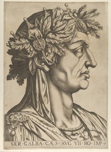 プレート 7: セルウィウス ガルバの右横顔、「十二帝王」より、1610-40 年。 作： Unbekannt