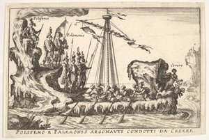 プレート8：Ceres Polifemo e Palemonio Argonauti condotti d ...、1664が率いるPolyphemusとPalemonius 作： Unbekannt