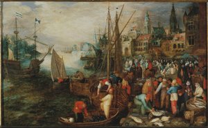 1600年、アントワープの港。 作： Unbekannt