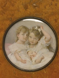 大公爵夫人オルガ、タチアナ、ロシアのマリアの肖像画のミニチュアc。 1900 作： Unbekannt