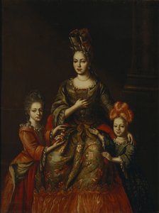 Anastasiya Yakovlevna Naryshkinaと子供たちの肖像Alexandra Kirillovna und Tatyana Kirillovna、18世紀初頭。 作： Unbekannt