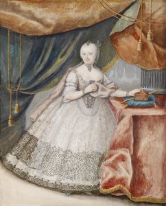 レースロングガウンでのオーストリア1717-1780の皇后マリアテレジアの肖像、c。 1740 作： Unbekannt
