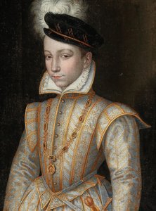 フランス国王シャルル 9 世の肖像、1550～1574 年、c. 1560年。 作： Unbekannt