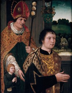 ニコラス・ゲイズとその息子と聖ニコラスの肖像、1525年。 作： Unbekannt