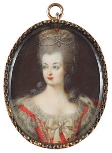 フランスのマリーアントワネット女王の肖像1755-1793、18世紀半ば。 作： Unbekannt