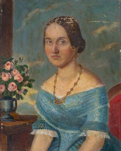 ネックレスを持つ女性の肖像 作： Unbekannt
