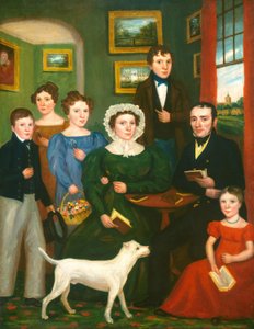 テリアを持つ未知の家族の肖像、c。 18251835。 作： Unbekannt