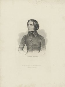 作曲家Franz Liszt 1811-1886、1840-1850の肖像。 作： Unbekannt