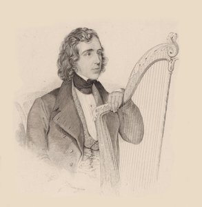 ハープ奏者で作曲家のエリアス パリッシュ アルヴァース 1808 ～ 1849 年、1830 年の肖像。