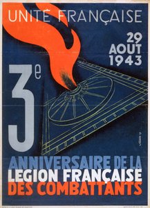 レギオンフランセーズデコンバタント創立3周年記念ポスター、1943年