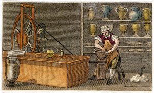 ウェッジウッズエトルリア工場、スタッフォードシャー、ハンリー、c1830で作業中の陶工 作： Unbekannt