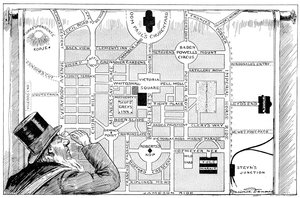 1900年にニュープレトリアの計画を検討しているクルーガー大統領 作： Unbekannt