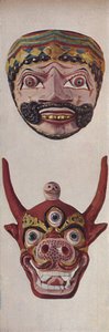 儀式と祭りのマスクの原始文化-祭りのマスクと牛の顔のマスク、c1935 作： Unbekannt