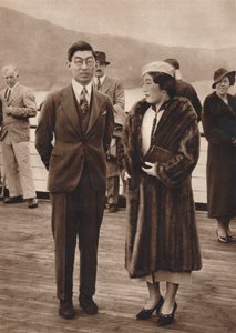 1937年4月12日、女王マリアに到着した秩父王子と秩父姫 作： Unbekannt