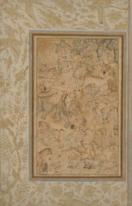 岩の多い風景で王子狩りc。 1580-85年、境界線が追加されました。 1700年代。 作： Unbekannt