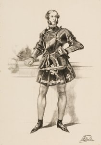1839年のエグリントン大会で着用した衣装を着た第2代クレイブン伯爵ウィリアムのプリント。 作： Unbekannt