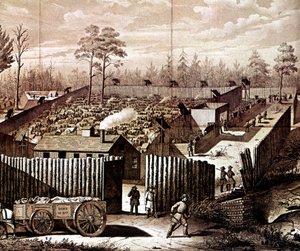 1861-1865年、南北戦争、ジョージア州アンダーソンビルの刑務所の柵 作： Unbekannt
