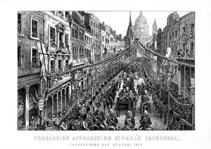 1872年2月27日、感謝祭、1899年、セントポール大聖堂に近づく行列 作： Unbekannt